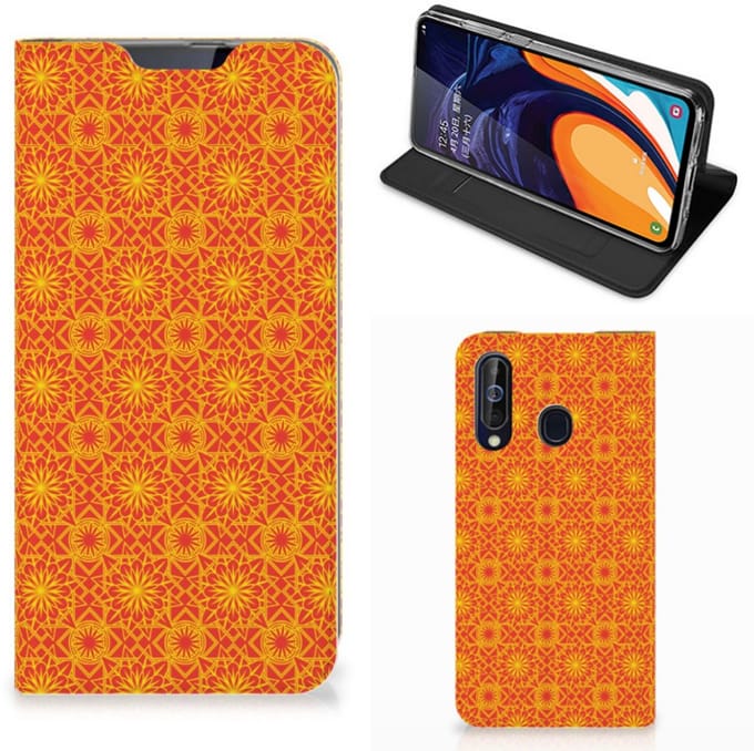 Samsung Galaxy A60 Hoesje met Magneet Batik Oranje