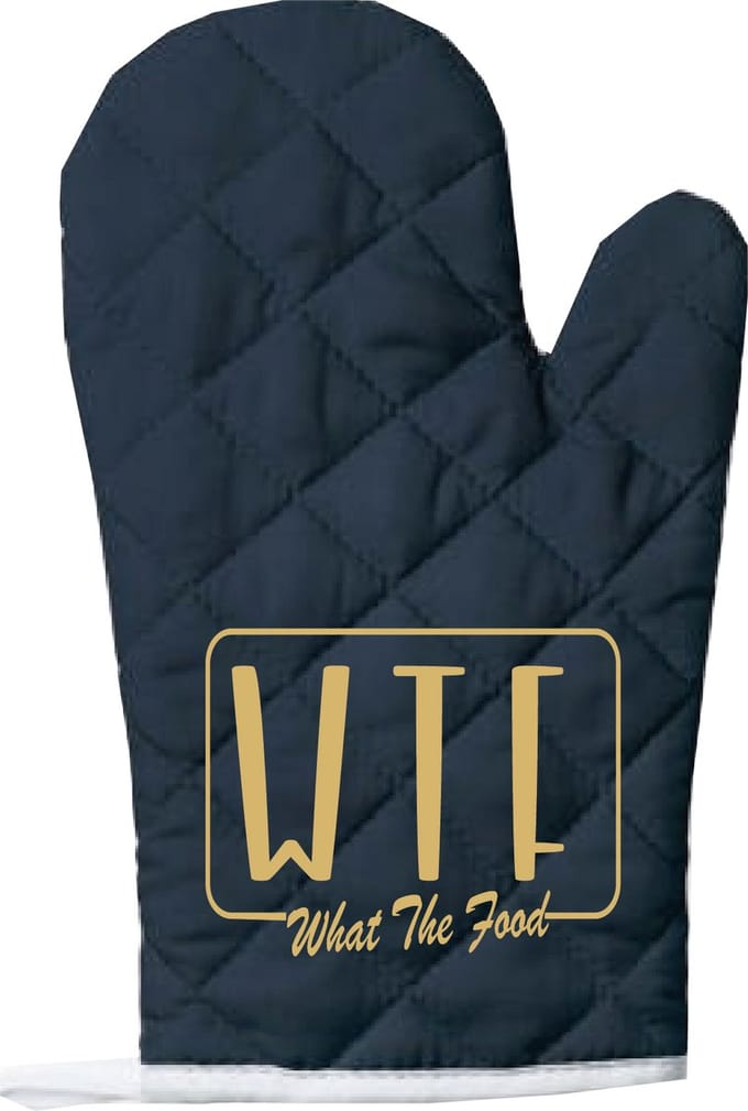 EIZOOK Functionele Ovenwant- Navy Blauw met Gouden Opdruk WTF What The Food