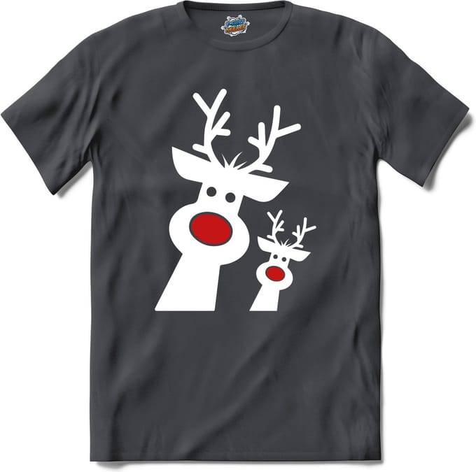 Kerst rendier buddy's - T-Shirt - Dames - Heren - Mouse Grey - Maat XL