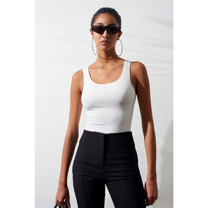 Aansluitend Mouwloze Katoenmix Cami Blouse