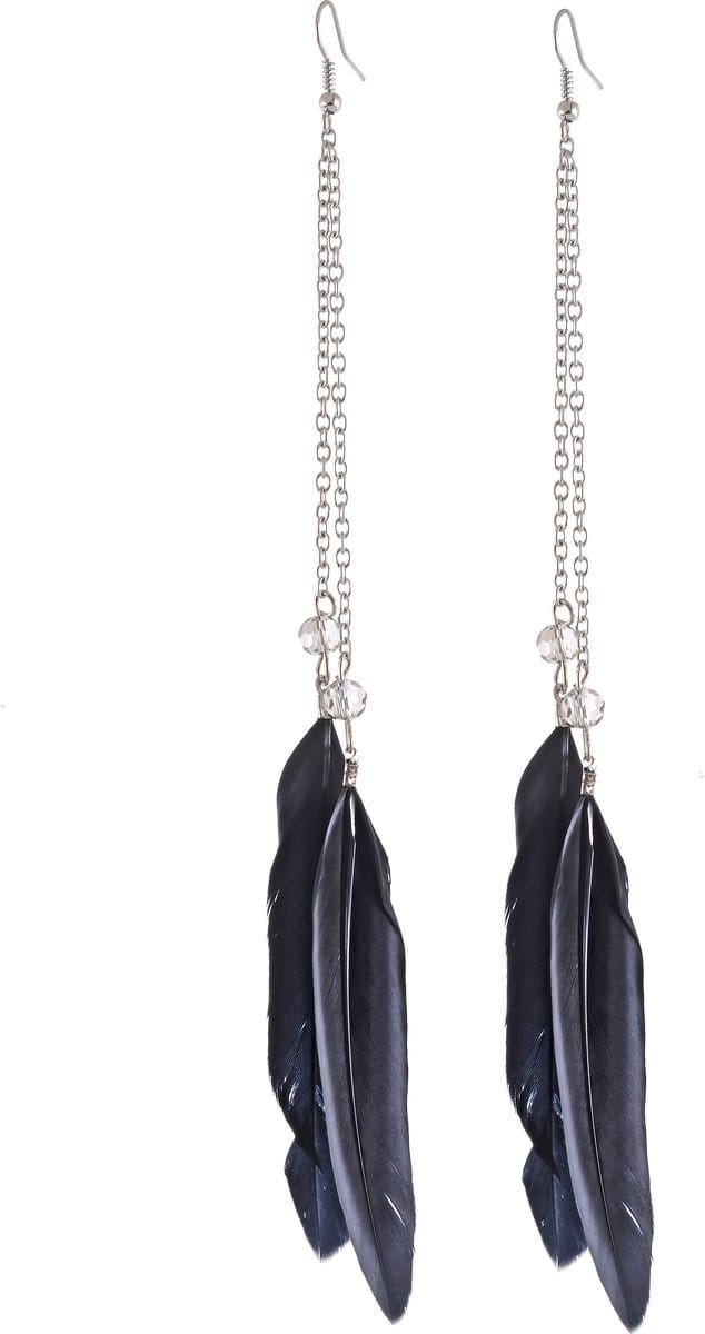Behave - Oorbellen - Oorhangers met zwarte veren