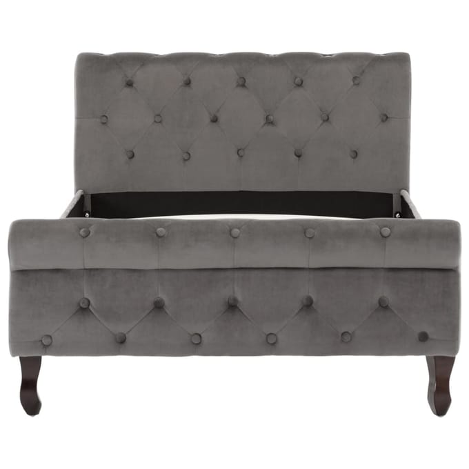 vidaXL - Bedframe - fluweel - grijs - 100x200 - cm