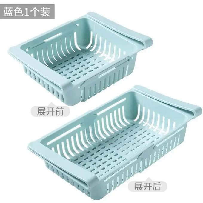 Organisateur de réfrigérateur, boîte de rangement, tiroir de réfrigérateur, conteneur de rangement en plastique, étagère, boîte de rangement de fruits, œufs et aliments, accessoires de cuisine 1PCS bleu