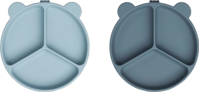 Liewood Stacy Zuignap Vakjesbord - 2 Stuks - Sea Blue / Whale Blue