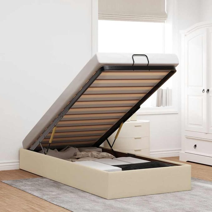 vidaXL - Bedframe - zonder - matras - 80x200 - cm - stof - crèmekleurig