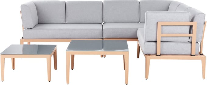 RIMA III - Loungeset voor 6 - Lichtgrijs - Polyester