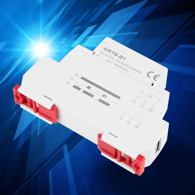 Mini Uitschakelvertragingstijdrelais - GRT8-B1 - 0,1s-10d Instelbaar - op DIN-rail Monteerbaar - voor AC/DC 12V-240V-systemen