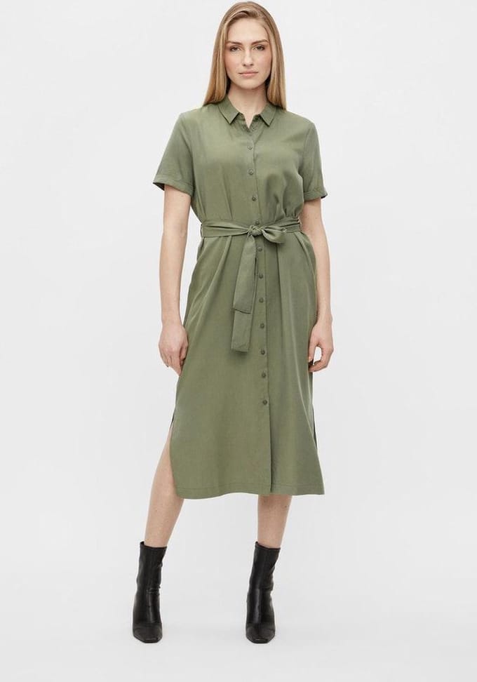 Object Jurk Objtilda Isabella S/s Dress Noos 23031015 Deep Lichen Green Dames Maat - 36