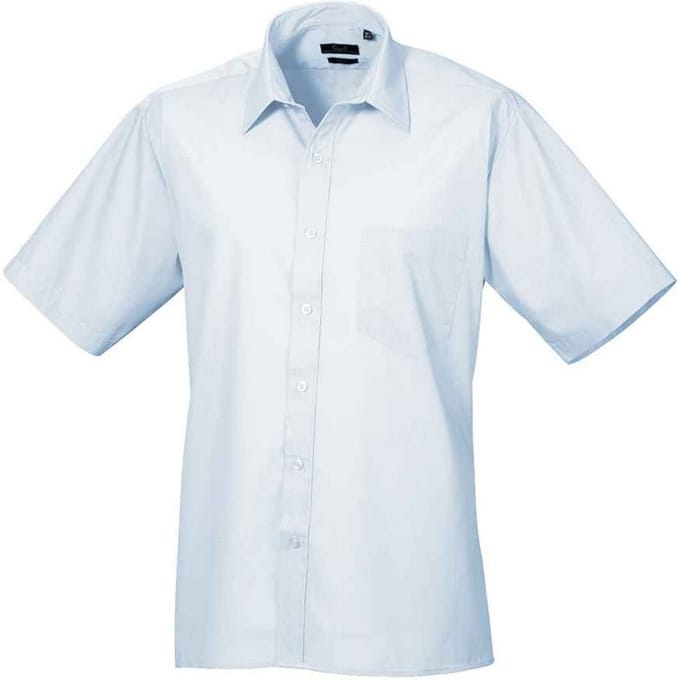 Premier Heren Poplin overhemd met korte mouwen (Lichtblauw)