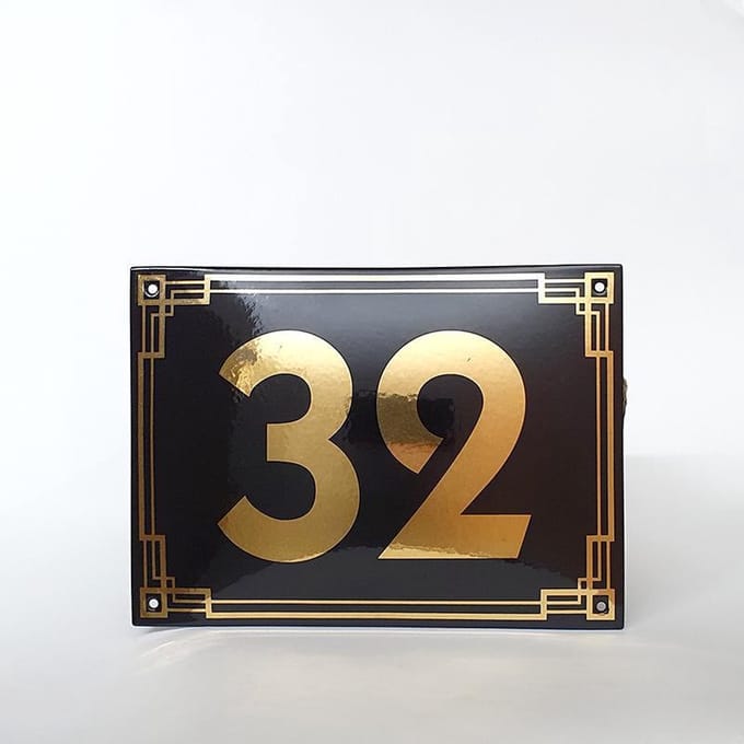 Art deco | jaren ’30 | luxe emaille huisnummer - 32