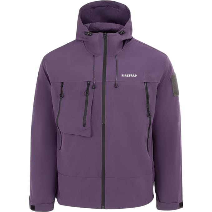 Firetrap Heren Winddichte Gewatteerde Windbreaker (Paars)