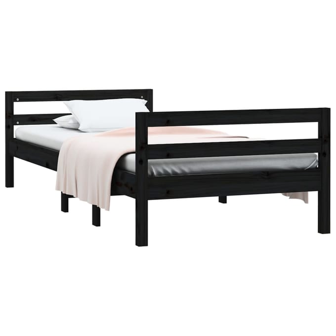 vidaXL - Bedframe - 75x190 - cm - massief - grenenhout - zwart