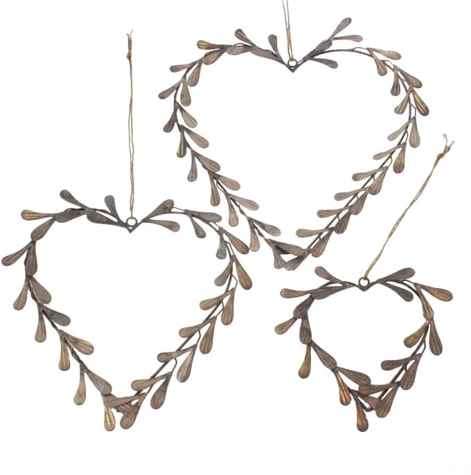Hart met blaadjes s/3 36x36/28x28/18x18cm
