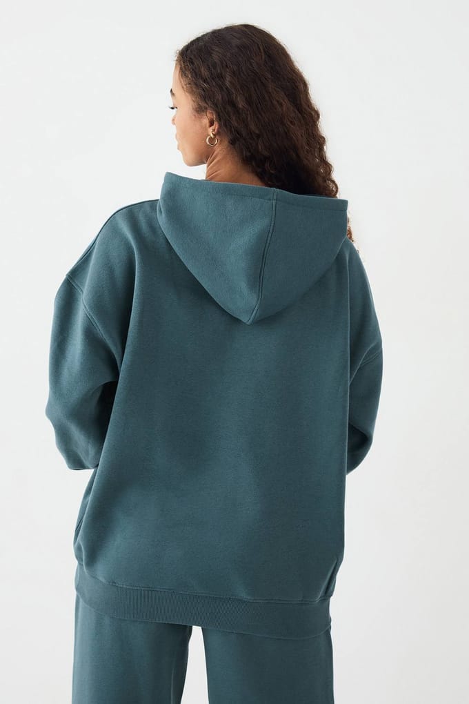 Dames DSGN Studio Applique Oversized Hoodie | Teal | Maat: 3XL