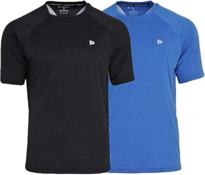2-Pack Donnay - Sport T-shirt (André) - Multi Sportshirt - Heren - Black/True blue (535) - maat S