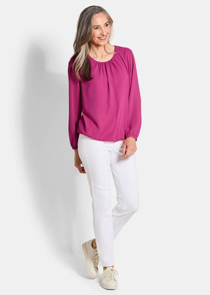 Elegante blouse van chiffon - bessen - Gr. 22 van Goldner Fashion