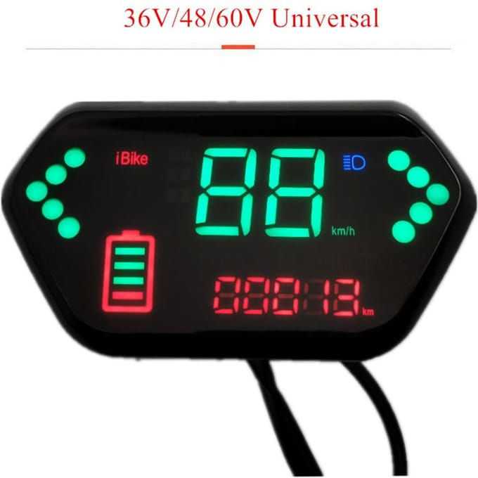 36V 48V 60V LCD Digitale Elektrische Fiets E-Bike Snelheidsmeter Batterij Indicator77 black