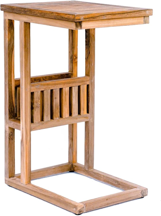 Java -Tuin Banktafeltje - Teak bijzet tafel - Handig in de tuin - Balkon - 30 x 40 cm Hoogte 60 cm