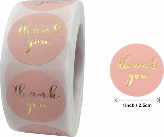 Stickers roze thank you