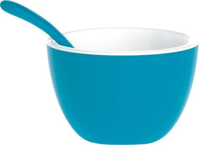 Zak!Designs Twotone Kom - Incl. Lepeltje - Melamine - Ø 7,5 cm - Aqua Blauw/Wit