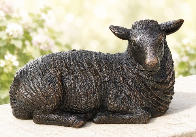Brons beeld - liggende schaap - Bronzartes - 7 cm hoog