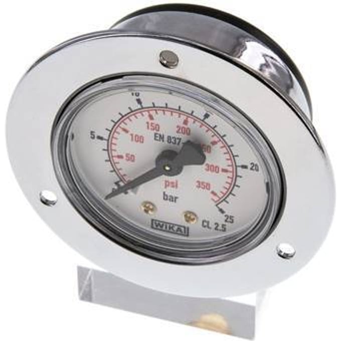 0..25 Bar Paneelmontage Manometer Staal/Messing 50 mm Klasse 2.5 (Voorflens) - MW02550SH-FP