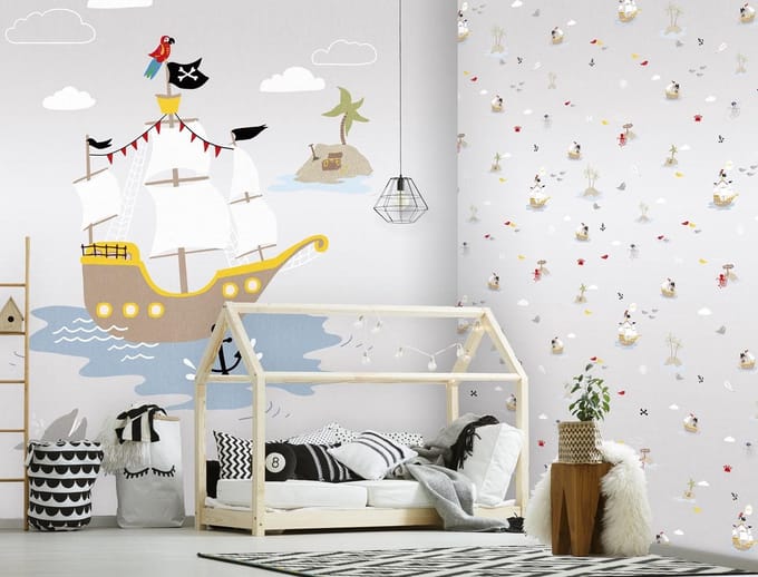 INGK - Kate & Andy - Behang - Little Pirates (gray)