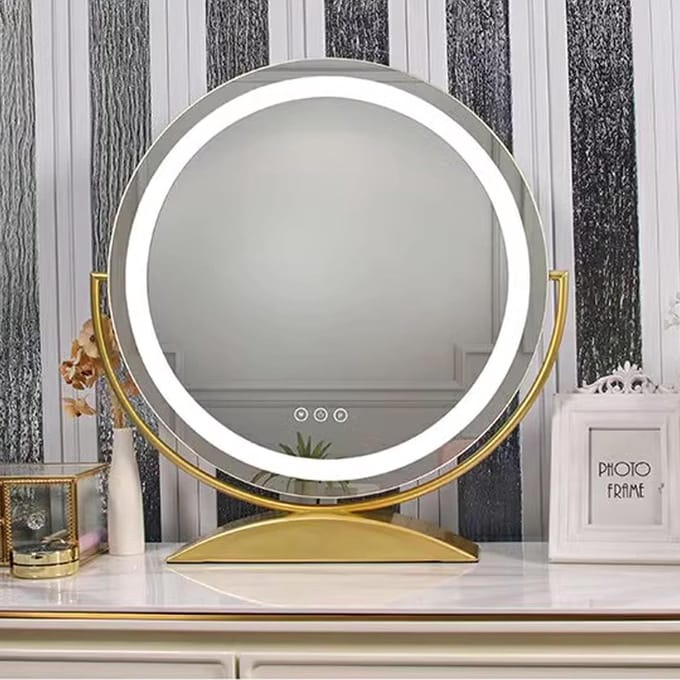 Ronde LED Spiegel - Make-up Verlichting - Perfecte Make-up - Smart Touch Bediening - 40cm Diameter - Goud