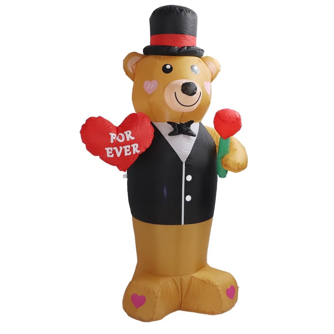 Opblaasbare Teddybeer 210T Polyestervezel 185CM IP44 Waterdicht met LED Krachtige Ventilator Opblazen red