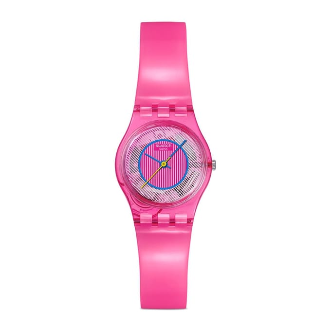 SWATCH Dameshorloge LP166 Roze Hars Kast, Eenvoudig Casual Ontwerp, 3 ATM Waterbestendig Style Fit Ontwerp pink