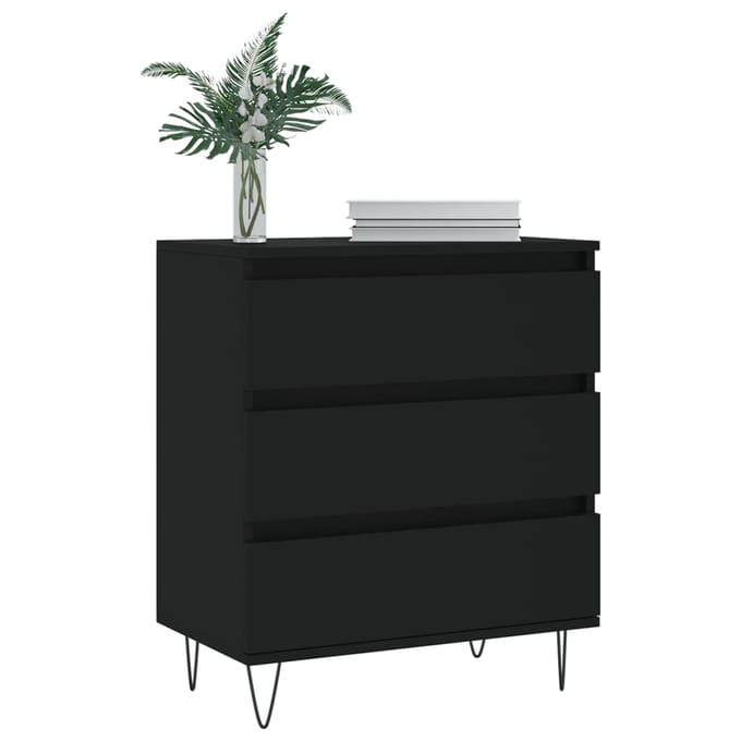 vidaXL - Dressoir - 60x35x70 - cm - bewerkt - hout - zwart