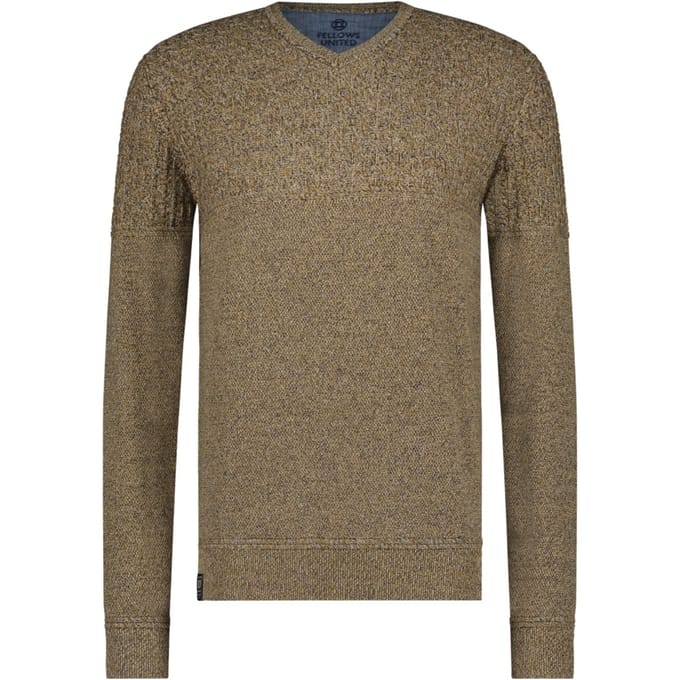 Fellows United Pullover V-Neck Structure Knit Oker (32.1103 - 151)