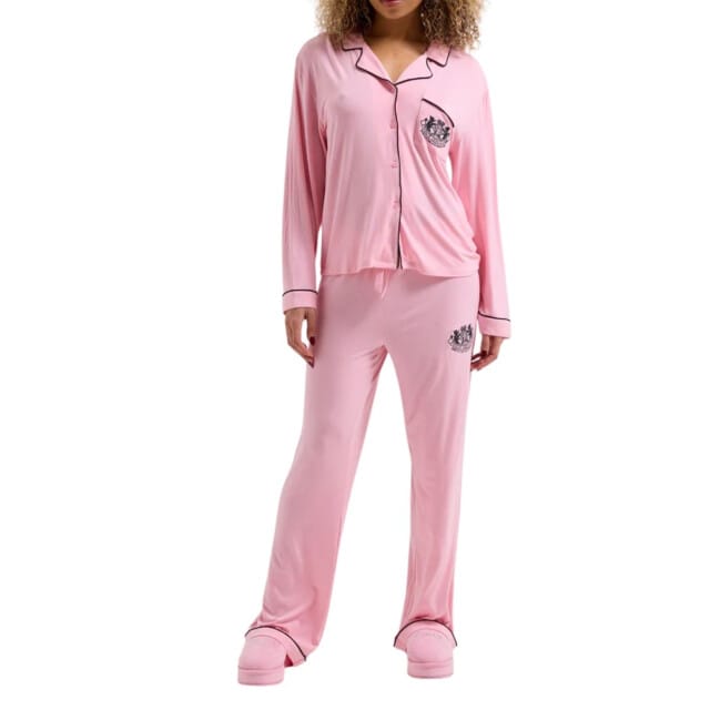 Juicy Couture Jersey Ls Button Up Top ROZE - Maat M