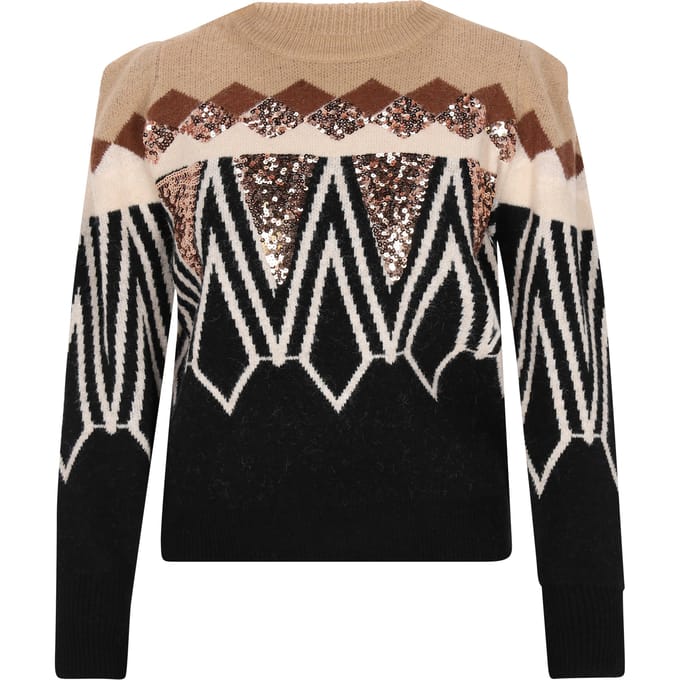 IZIA Jumper Dames Beige Veelkleurig