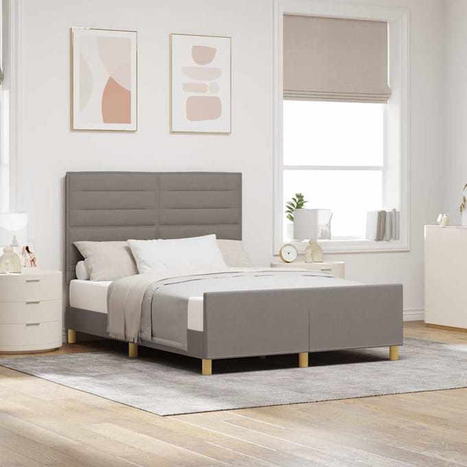 vidaXL - Bedframe - met - hoofdeinde - Taupe - 140 - x - 200 - cm - Stof