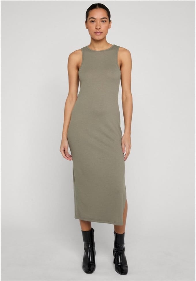 Urban Classics - Racerback Rib Lange jurk - 3XL - Olijfgroen