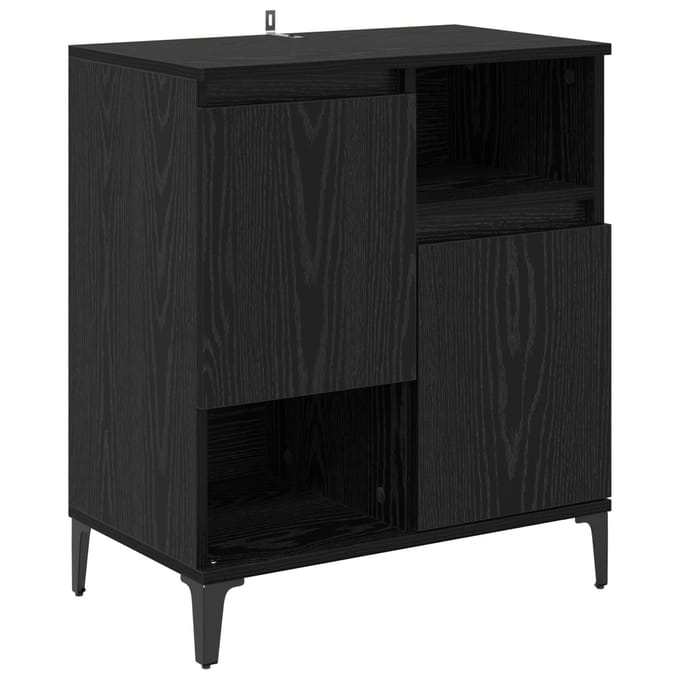vidaXL - Dressoir - Zwart - Eiken - 60 - x - 35 - x - 70 - cm - Bewerkt - hout