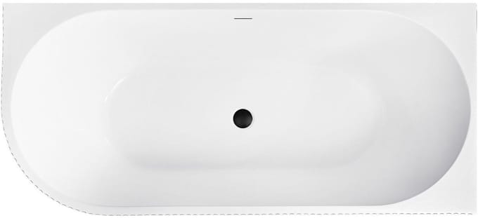 Rea - Badkuip- Wenus 170 Rechtsaf Zwarte Stopkap - Wit - Acryl - 170X80X57,5Cm