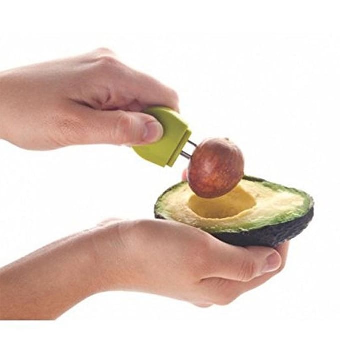 Outil de coupe d'avocat 3 en 1 avec poignée confortable, éplucheur et vide-avocat yellow
