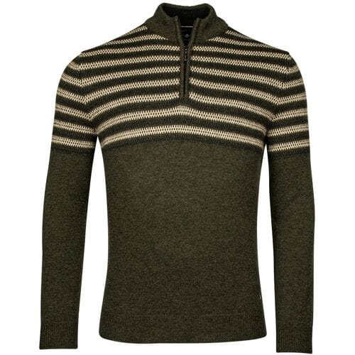Baileys Trui Half Zip Jacquard Top Stripe Design Single Knit Donker Groen / male