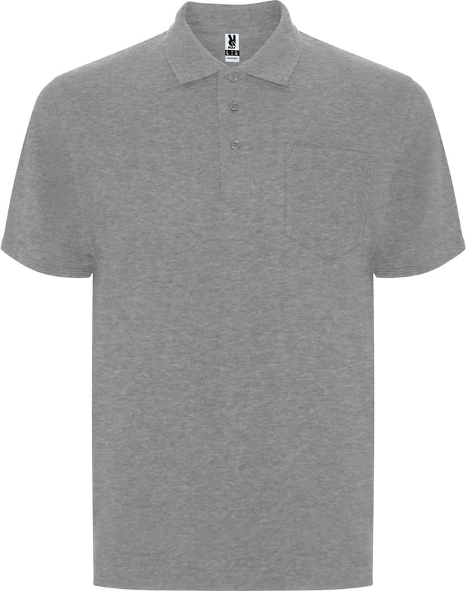 2 Pack Heren Poloshirt met borstzak model Centauro merk Roly 190 grm maat S Heather Grijs