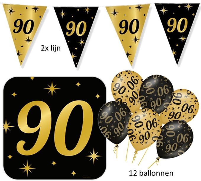 5 delig - 90 jaar feest versiering pakket Classy Party.