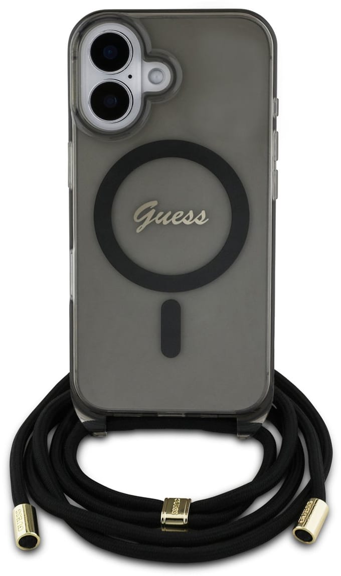 Guess Crossbody Serie - iPhone 16 Etui - MagSafe - Crossoverband - Zwart