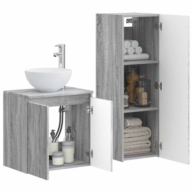 vidaXL - Badkamermeubel - Set - 2 - st - Grijs - Sonoma - 33 - x - 34,5 - x - 100 - cm