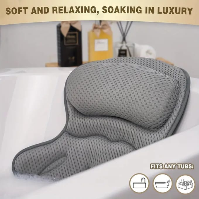 Vavida Badkussen - Luxe - Sterke Zuignappen - Ergonomisch - Grijs - Spa Ervaring - Droogt Snel