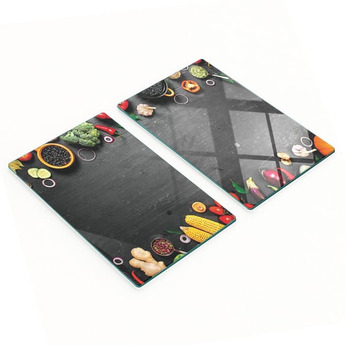 Multifunctionele decoratieve glazen borden met groenteprint 2x30x52 cm