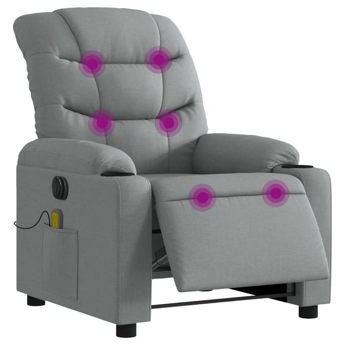 vidaXL - Massagestoel - elektrisch - verstelbaar - stof - lichtgrijs