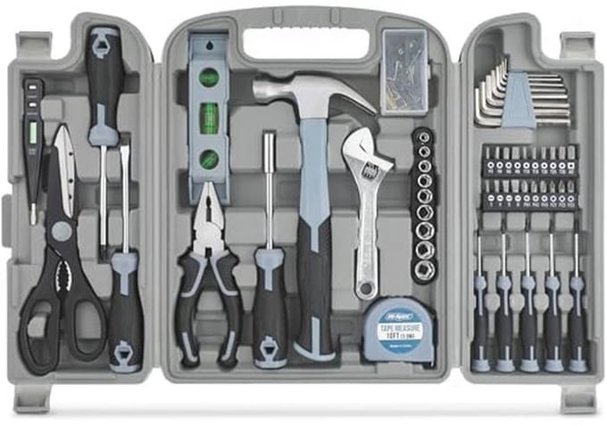 Hi-Spec grey 53-piece Tool Set for DIY, Gardening, Garage and Industrial Work Set Essential Tools Set for Home Repairs and Internal Work