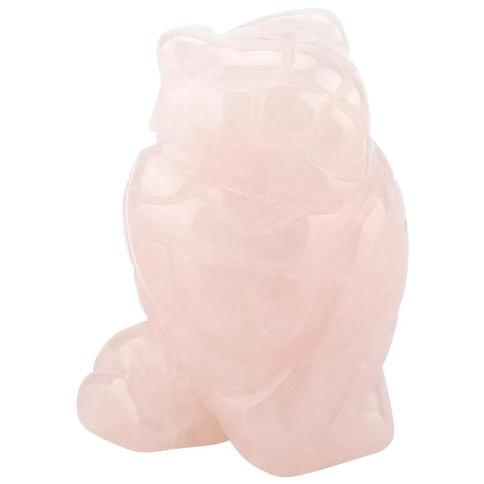 Rose Quartz Carved Owl shaped Decor Pink Crystal Healing Stone Gemstone Decoration (1.5in) white