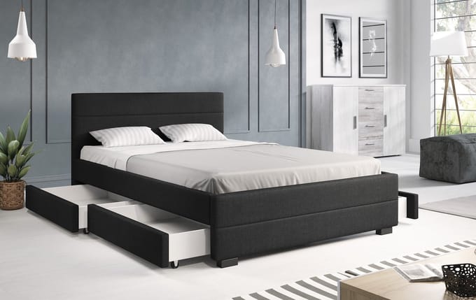 Meubella - Tweepersoonsbed Loox - Zwart - 140x200 cm